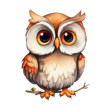 Cute Owl Clipart Watercolor Animal Illustrations Colorful  Characters Adorable Bird