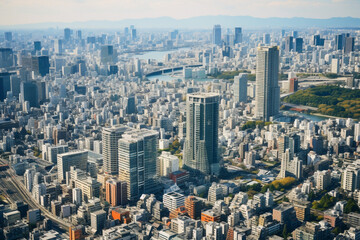 Fototapeta na wymiar 高層ビルが立ち並ぶ大都市の街並み