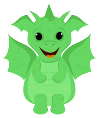 Obraz premium Cartoon light green dragon on a white background. Symbol of 2024. Vector image