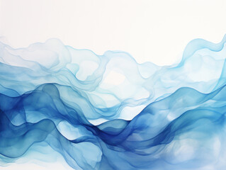 Fototapeta na wymiar Abstract Water Ink Wave - Denim Blue Blend Watercolor