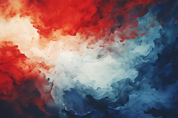 Abstract background with red blue white splashes, watercolor illustration