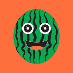 watermelon icon vector design with happy expression