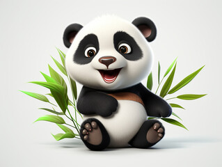 little panda cub. generative ai. cartoon panda.	