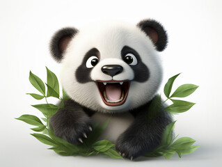 little panda cub. generative ai. cartoon panda.	
