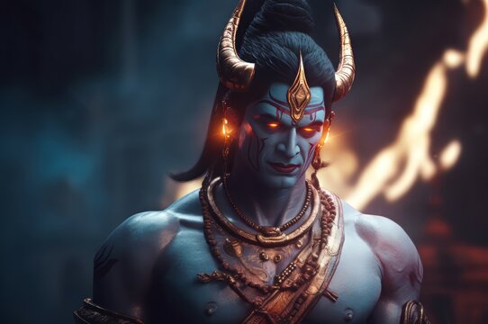 India hindu god indra lightning bolt. Ancient lord sacred tradition. Generate Ai