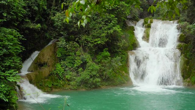 4K Guizhou Libo Xiaokong 68 Waterfall and Stream Natural Landscape