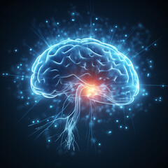 Ludzki mózg w prześwietleniu. Ai generative - obrazy, fototapety, plakaty