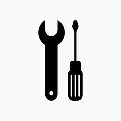 Wrench and Screwdriver Icon. Repair, Setting. Mechanics, Maintenance Symbol for Design, Presentation, Website or Apps Elements  – Vector.       