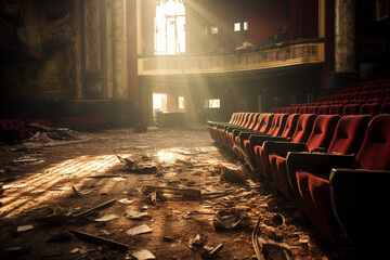 光が差し込む映画館の廃墟