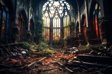 美しい教会の礼拝堂の廃墟