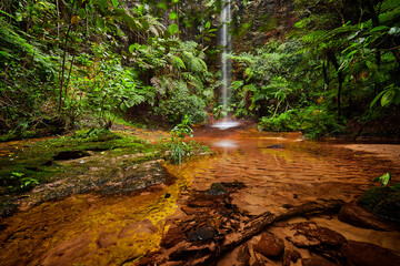 secretly place, waterfall in jungle - 673074775