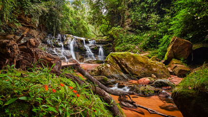 waterfall in the jungle forest, Amboro nationla park, river Colorado - 673074962