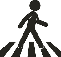 Isolated black pictogram man walking on walk lane, for cross walk of pedestrian walkway line sign © AndiPoe