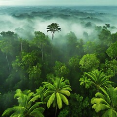 スコールが降りしきる熱帯雨林 - obrazy, fototapety, plakaty