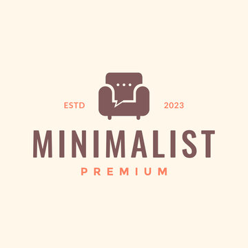 sofa armchair talk consult modern furniture interior flat minimalist logo design vector icon illustration