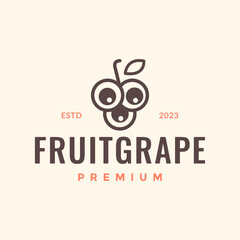Fototapeta na wymiar fruit grape circle minimal simple style line hipster vintage logo design vector icon illustration