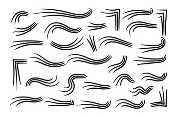 set of hand-drawn Ray Burst Accent Flourish, Word Emphasis accent flourish, doodle Accent design elements and ornaments, word highlight decoration, Decorative elements, accents marks text ornament - obrazy, fototapety, plakaty