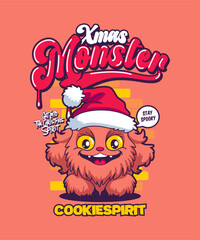 Cookiespirit Funny Xmas Cartoon Illustration.