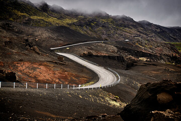 road in vulcano desert - 673077737