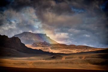 rainbow in the desert, Iceland vulcano desert - 673077929