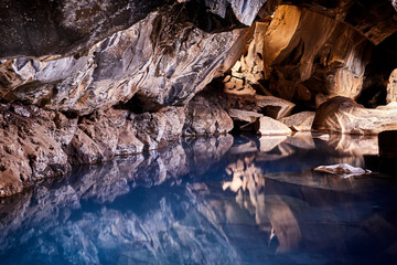 Thermall cave on Iceland, Grj&oacute;tagj&aacute;