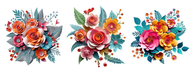 Paper flowers, flower arranging art, and leaves