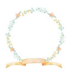 Flower frame decoration, floral wreath Watercolor suitable for wedding invitation, decoration, card, stationery 