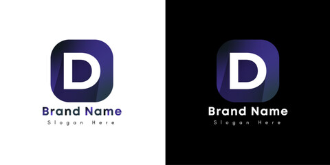 D letter gradient alphabet logo for company - obrazy, fototapety, plakaty