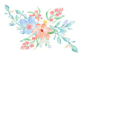 Watercolor spring flower bouquet illustration suitable for wedding invitation, decoration, card and stationery 