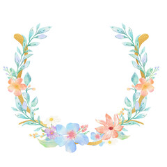 Watercolor flower wreath perfect for wedding invitation, card, and decoration 