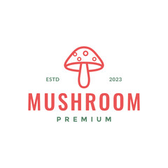 mushroom trumpet vegetable minimal simple line style logo design vector icon illustration