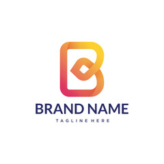 B gradient minimal custom abstract logo