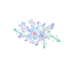 Watercolor spring flower bouquet suitable for wedding invitation, decoration, card and stationery 