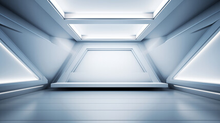 Obraz premium Abstract white and gray color background with modern design empty space room, 3D illustration.