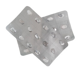 deux plaquettes médicaments vides sur fond transparent