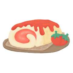 Cake roll with strawberry 