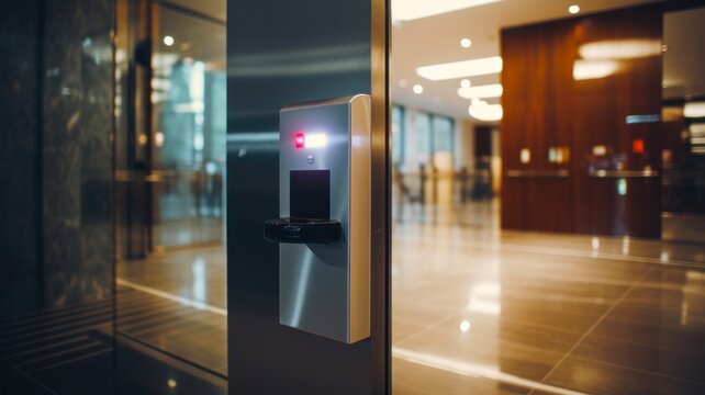 Secure Office Entry: Access Control Door and Card Reader System for Enhanced Protection - Powered by Adobe