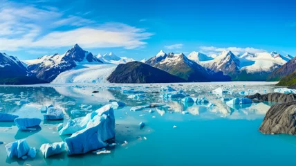 Foto op Plexiglas Stunning Alaska Glacier Bay View From Cruise Ship Depicting the Effects of Global Warming on Melting Glaciers with Johns Hopkins Glacier, Mount © Sandris_ua