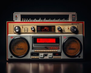 Vintage Stereo Cassette Player with Cassette Tape, Isolated Retro Music Radio Image