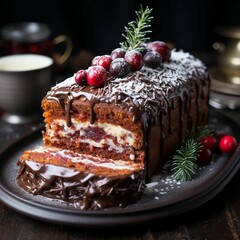 Delectable dessert featuring a freshly sliced cake placed onto a plate, ready to be enjoyed