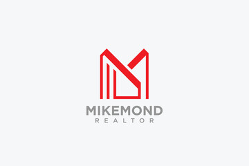 M latter real estate logo and vector icon