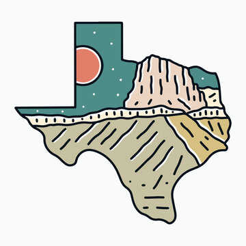 guadalupe mountains national park in Texas map frame design for badge, sticker, t shirt design and outdoor design