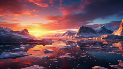 Magnificent sunrise over majestic arctic landscape