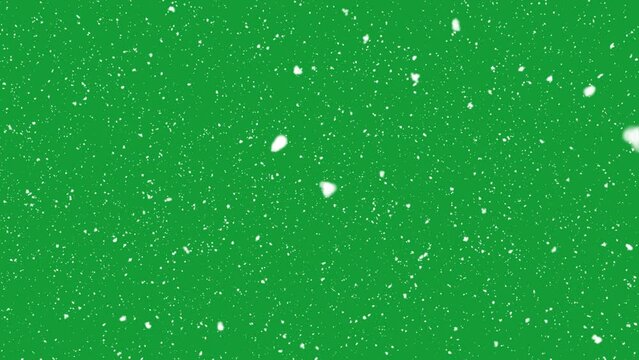 snow falling  on green screen