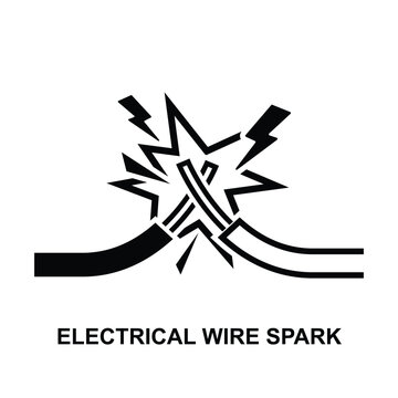 Electric wire spark icon isolated on background vector illustration.