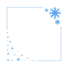 Blue christmas frame with snowflakes. Transparent illustration. 