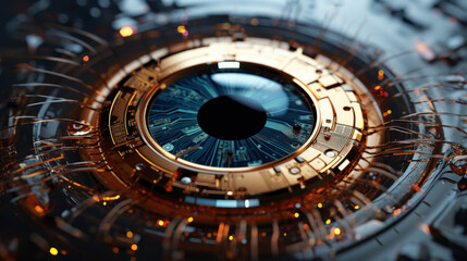 Fototapeta premium Close up of a cybernetic eye. Generative AI