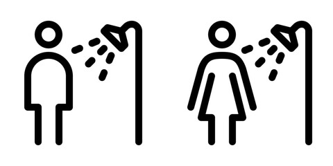 Set of shower room line icons. Editable stroke. Vector graphics