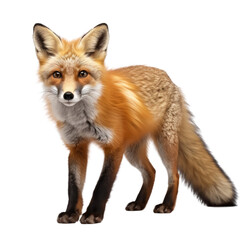 Fototapeta premium Red fox turning around, two years old, isolated on white - 1