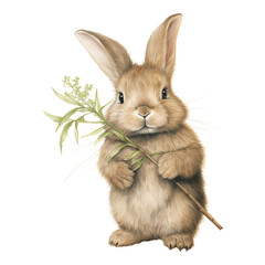 Fototapeta premium Rabbit Clipart Cute Watercolor Animal Illustrations Adorable Bunny Characters Colorful Wildlife Designs Artistic Easter Bunny Children's Book